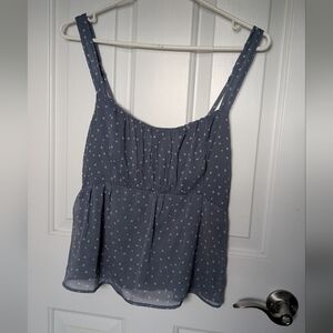 Abercrombie & Fitch | Blue Polka Dot Ruched Babydoll Tank | Size M | NWT